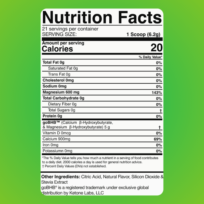 Instant Ketones - Lemon-lime - supp facts