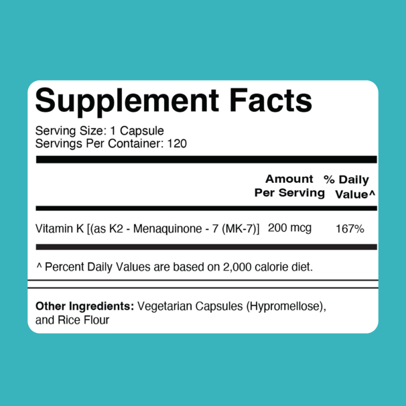 SUPER K2 SUPPLEMENT FACTS