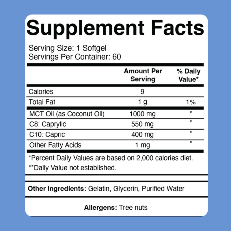 MCT Softgels SUpplement Facts
